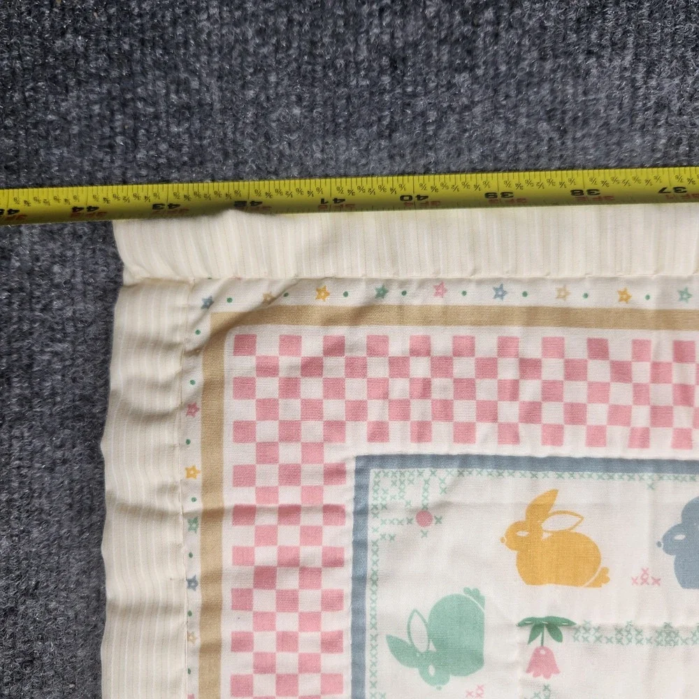 Vintage Cuddle Prints Fabri-Quilt Baby Blanket Pastel Bunny Alphabet Patchwork